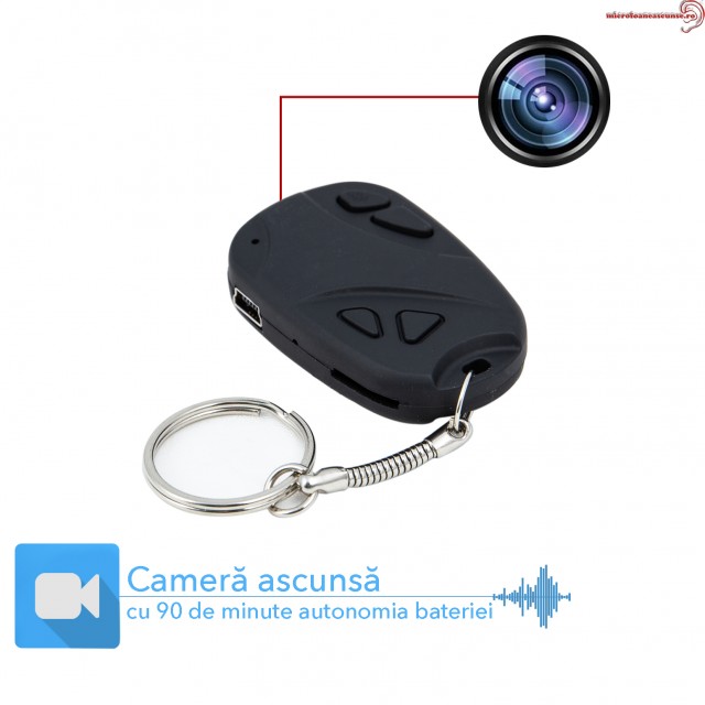 Minicamera Video Spy Mascata in Breloc - Telecomanda Auto, 8GB 