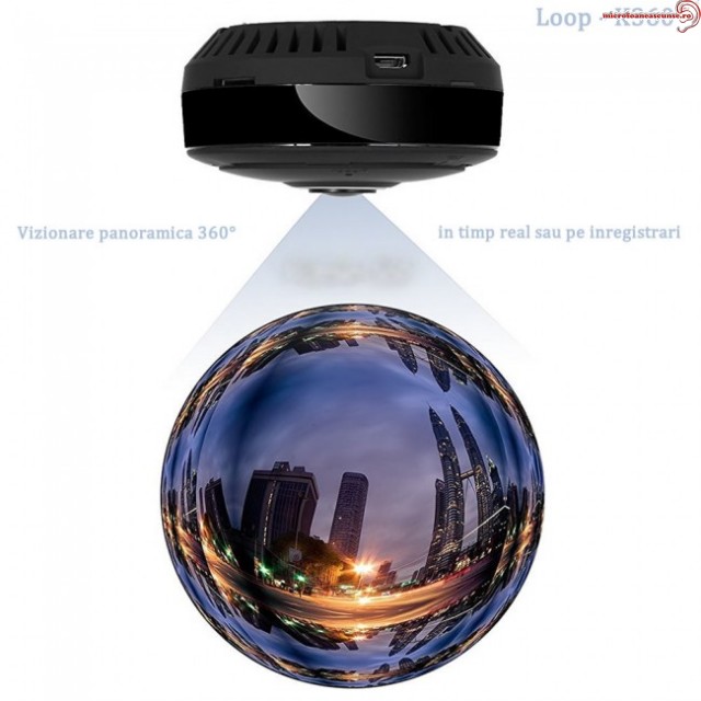 Minicamera Video pentru Spionaj 360 de Grade, WiFi IP, HD, Unghi Lentila 180°