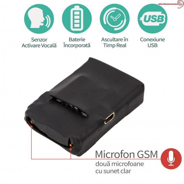 Microfon gsm spy - cel mai mic dispozitiv 5mm cu detectie voce