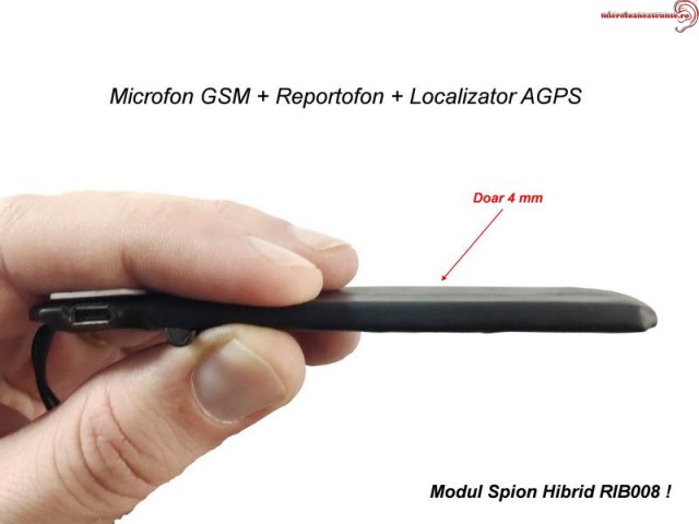 Modul microfon spionaj  hibrid profesional reportofon + microfon gsm + agps - RIB008 2400 ore